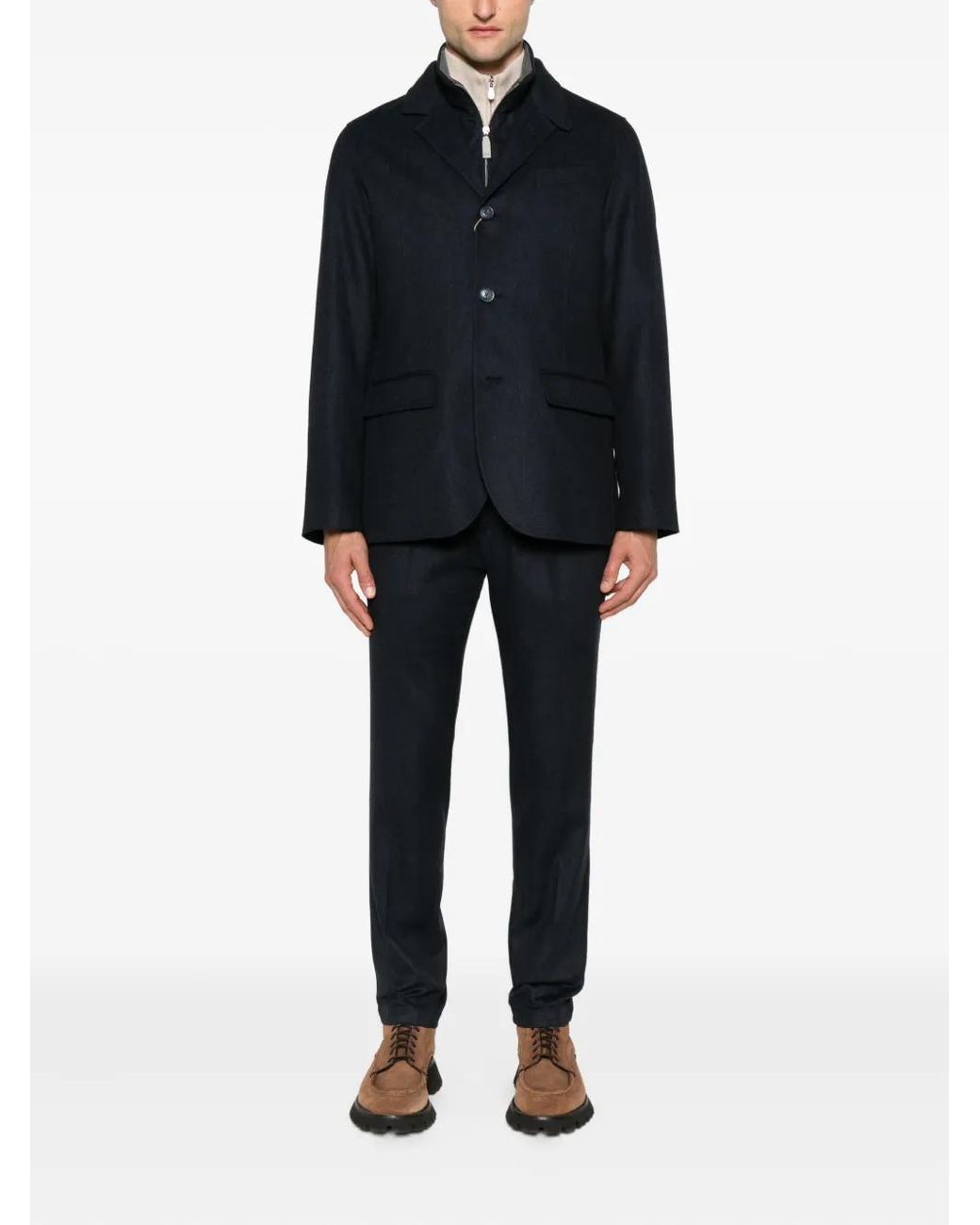 Herno Black Three-Button Zipped Jacket for men