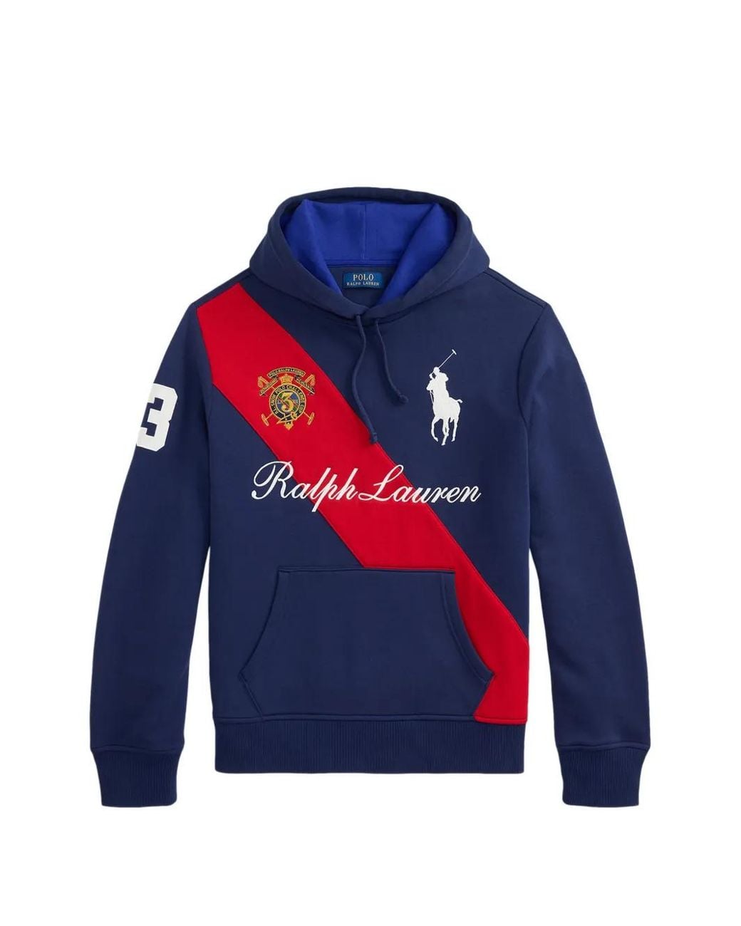Polo Ralph Lauren Blue Logo-Embroidered Sash-Detail Hoodie for men