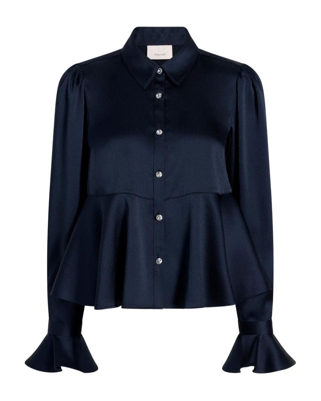 Cinq À Sept Blue Isaure Peplum Satin Shirt