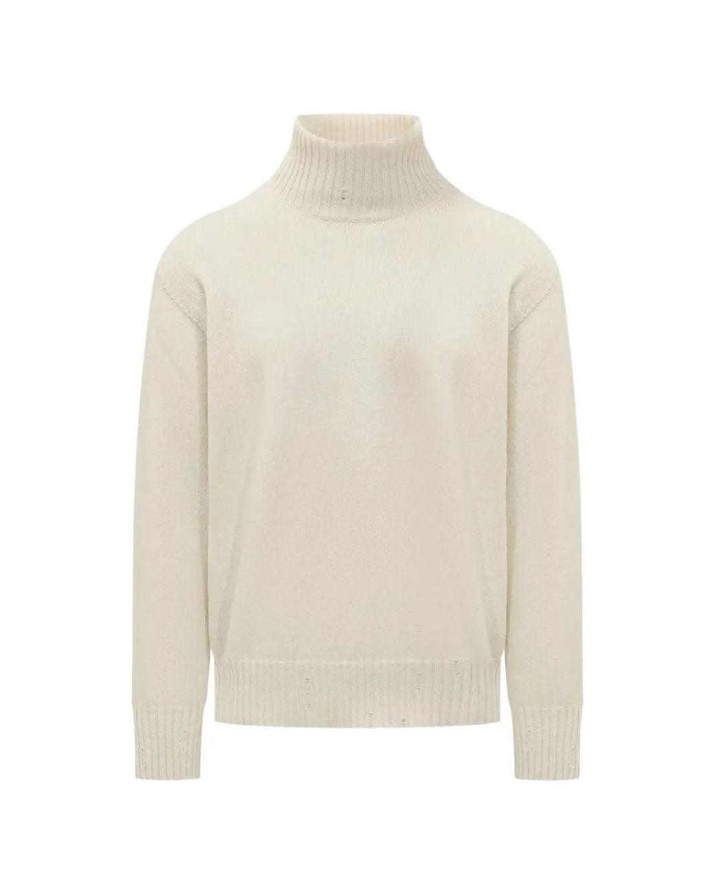 Amaranto White Roll-Neck Sweater for men
