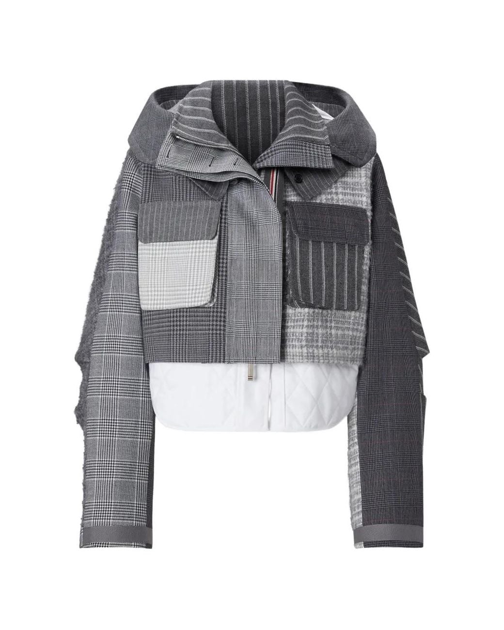 Thom Browne Gray High Twist Wool Funmix Cropped Tailored Parka