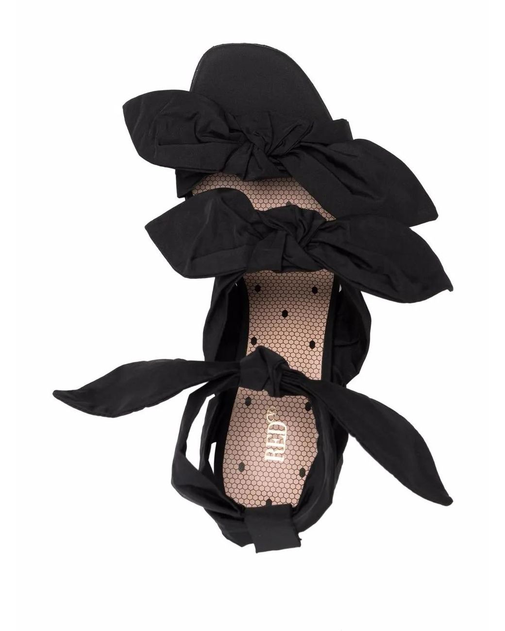 Red(v) Black Bow-Straps Heeled Sandals