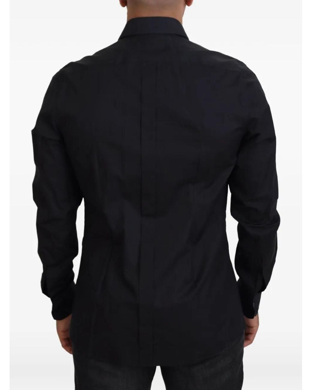 Dolce & Gabbana Black Rose-Embroidered Slim-Fit Shirt for men