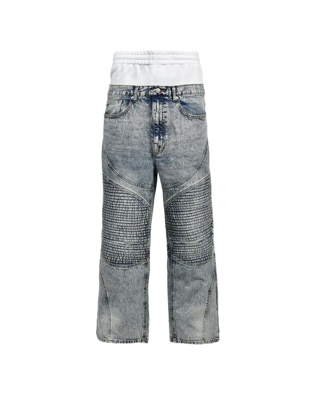 BREATH Gray Acid-Wash Panelled Jeans for men