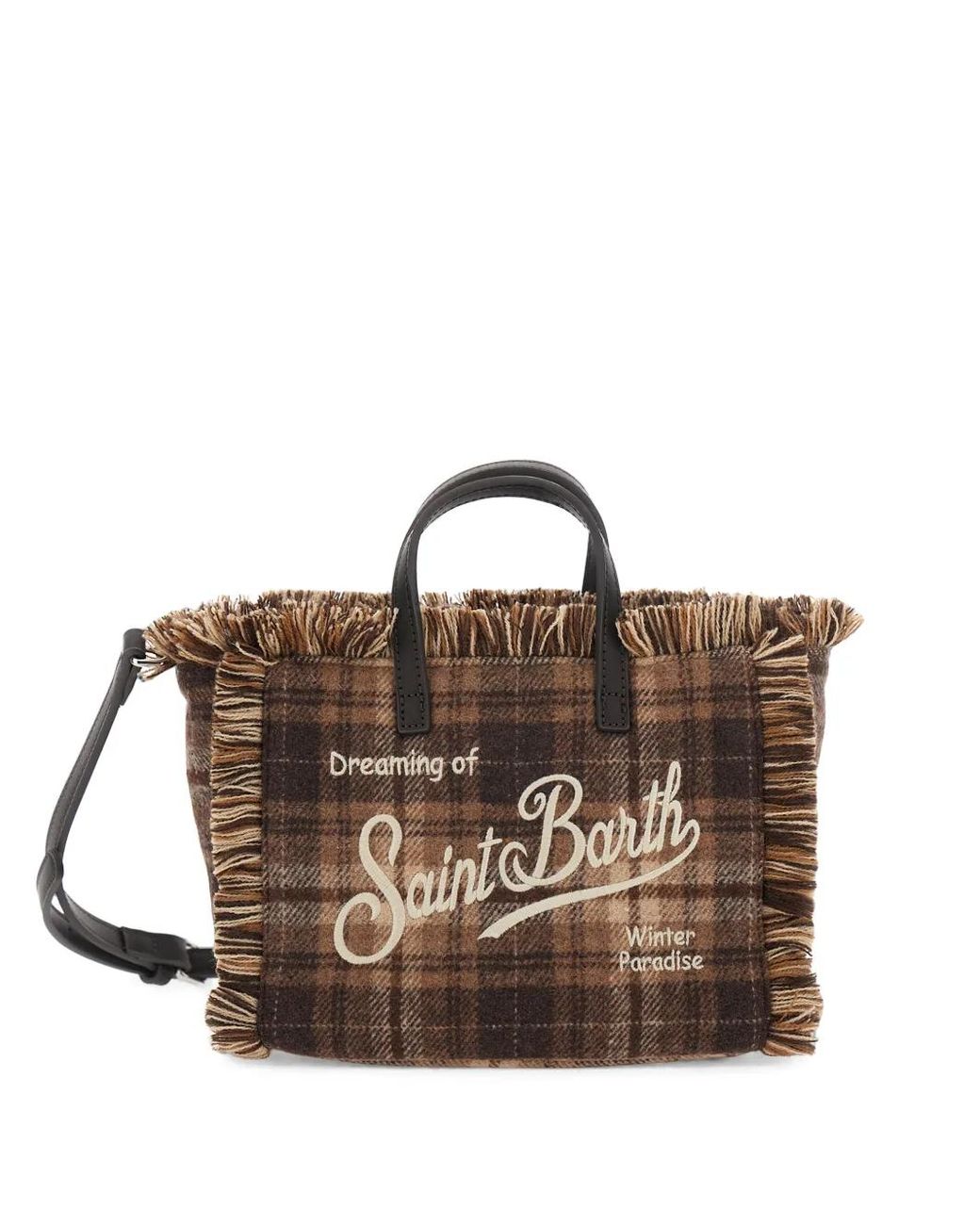 Mc2 Saint Barth Brown Mini Vanity Checked Tote Bag