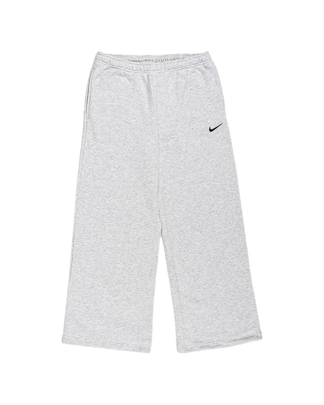 Nike White Studio Fleece Wide-Leg Track Pants