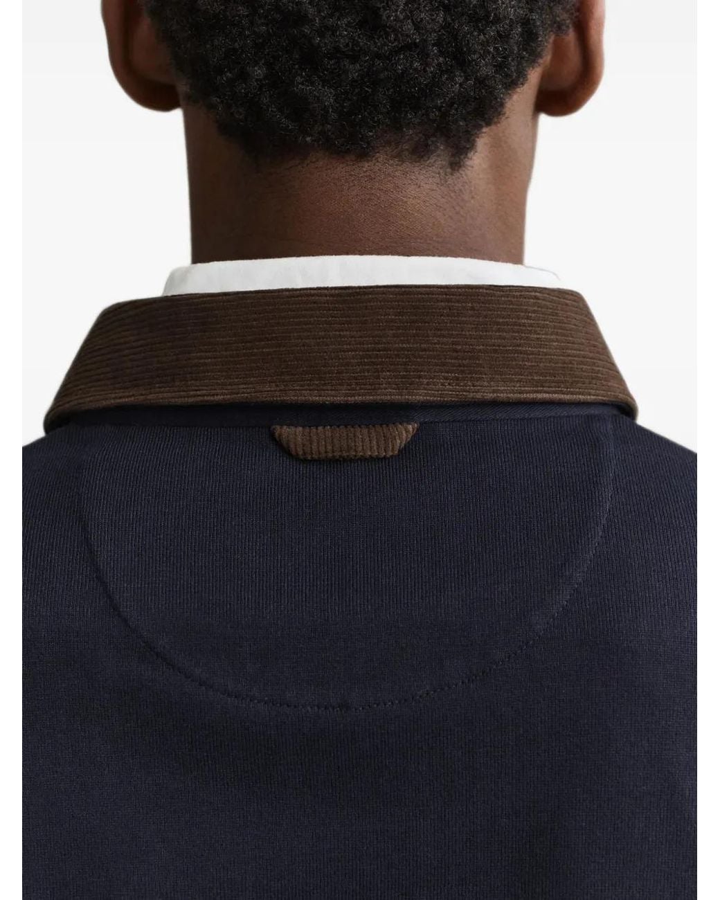 Gant Blue Corduroy-Collar Long-Sleeve Polo Shirt for men