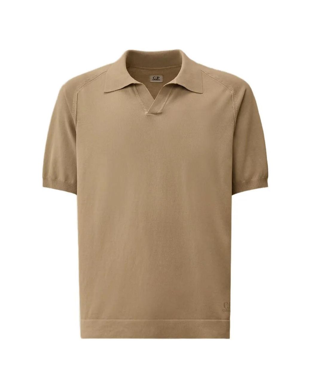 C P Company Gray Cotton Crepe Short Sleeve Polo Sweater for men