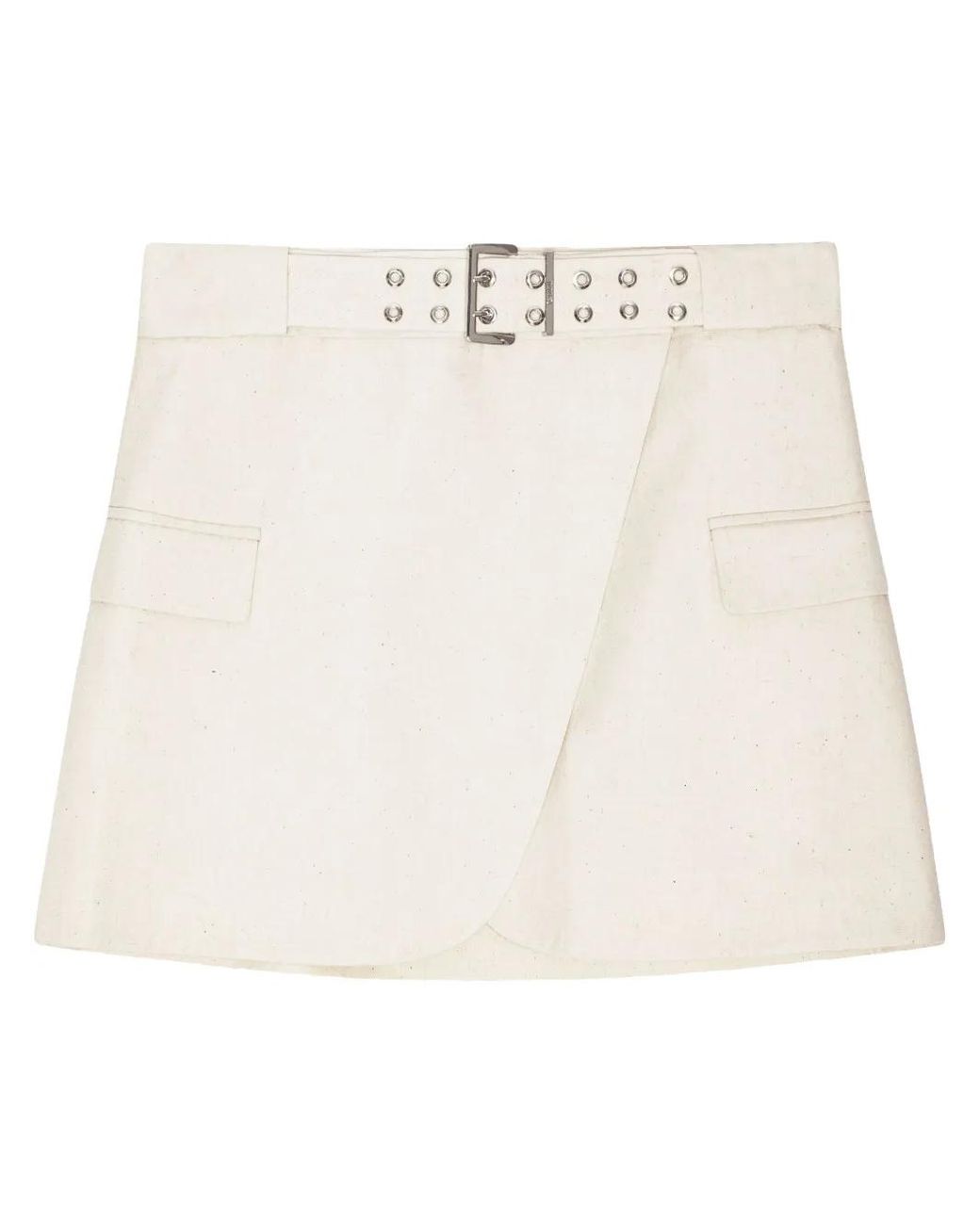 Ganni White Belted Mini Skirt