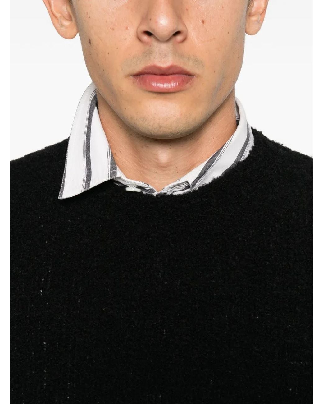 Seven Gauge Black Bouclé-Knit Sweater for men