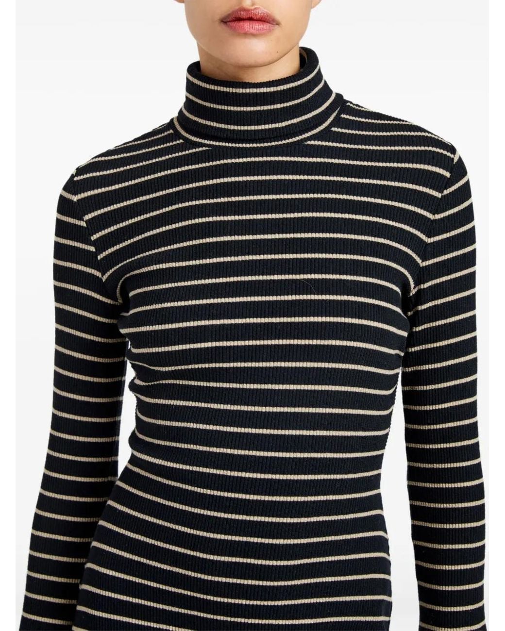 Proenza Schouler Black Frances Ribbed Striped Midi Dress