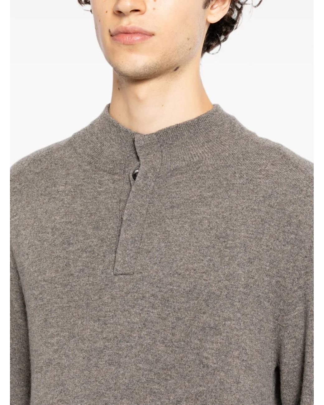 N.Peal Cashmere Gray Pull En Cachemire À Col Boutonné for men