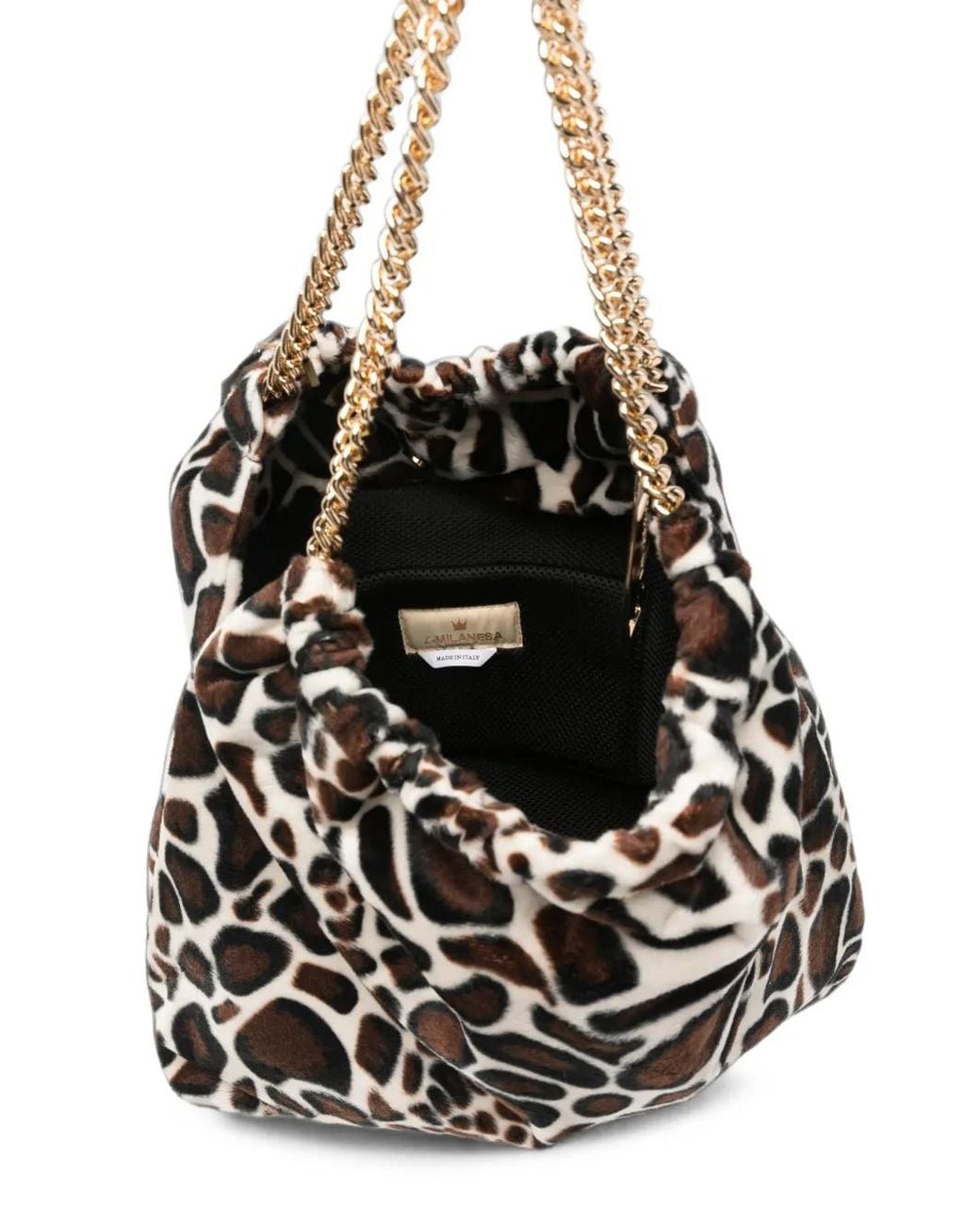 La Milanesa Black Fabiola Giraffe-Print Tote Bag
