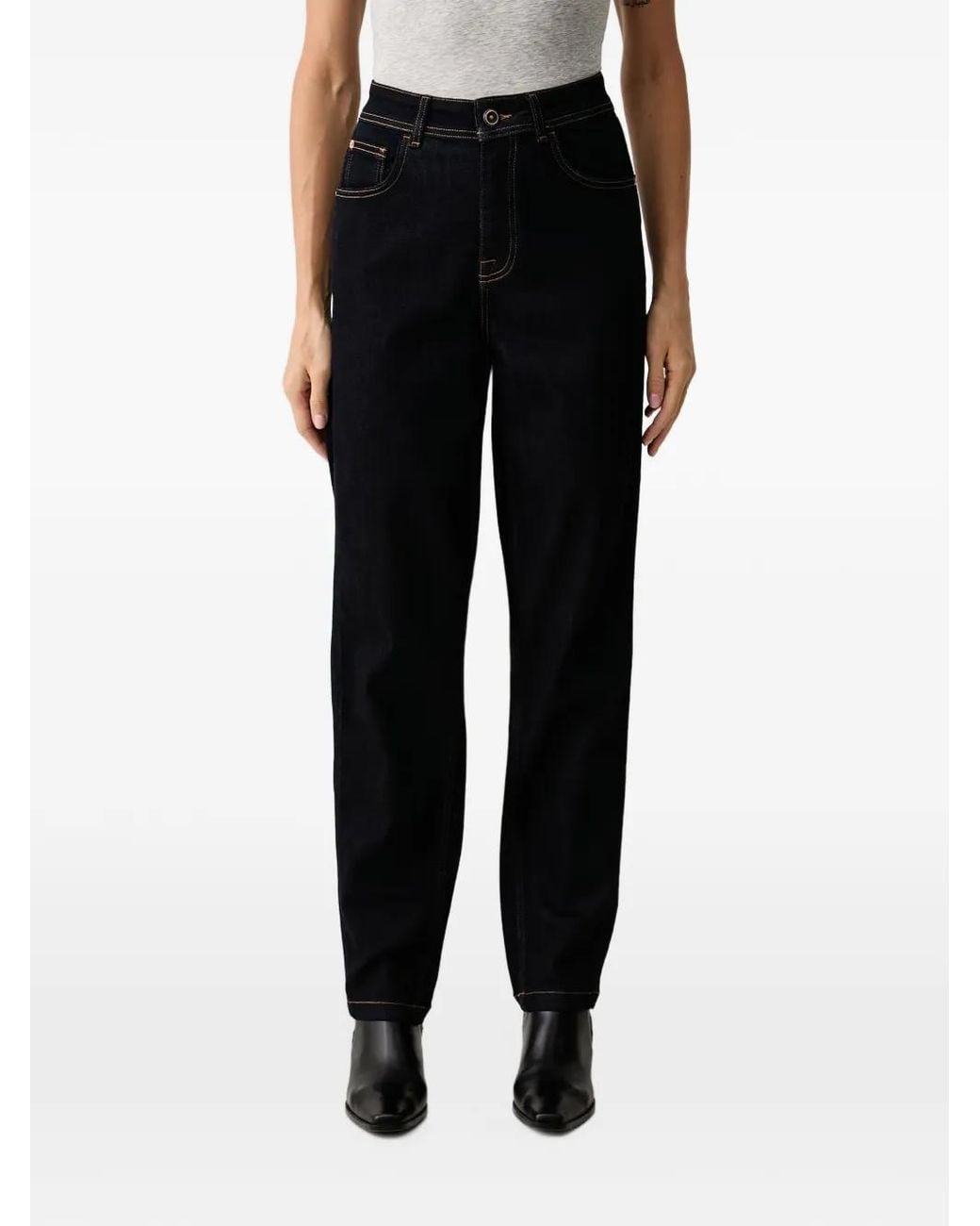 Mos Mosh Black Mmaymen Contrast-Stitch Straight-Leg Jeans