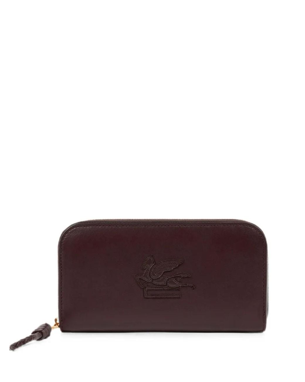 Etro Purple Libra Zip-Around Leather Wallet With Pegaso