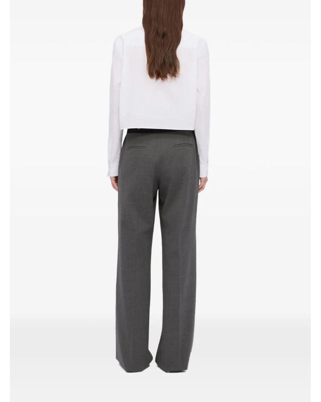 MSGM Gray Wide-Leg Waistband Trousers