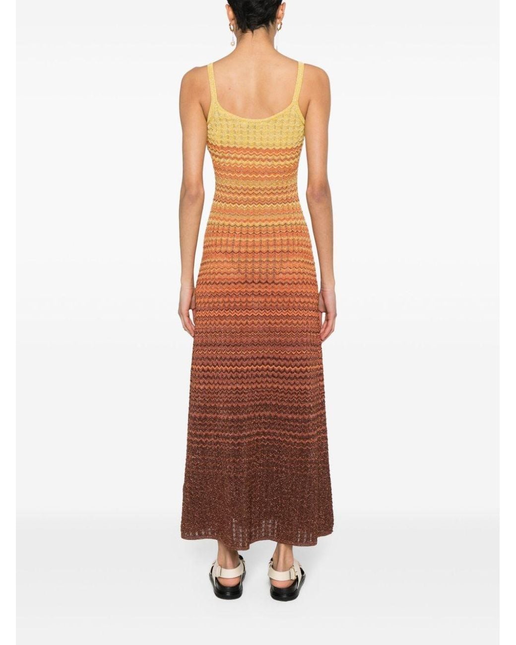 Sandro Gradient Pointelle-knit Maxi Dress in Brown | Lyst