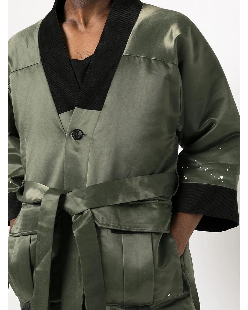 Mostly Heard Rarely Seen Green Kimono Robe Overcoat for men