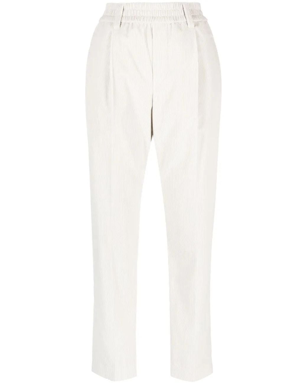 Brunello Cucinelli White Tailored Straight-Leg Trousers