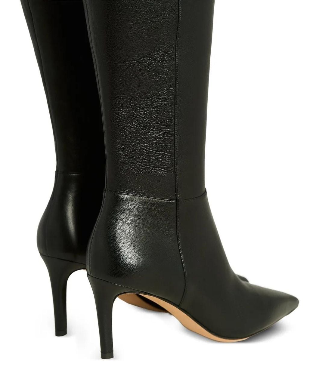 Kiton Black Pointed-Toe Knee-High Boots