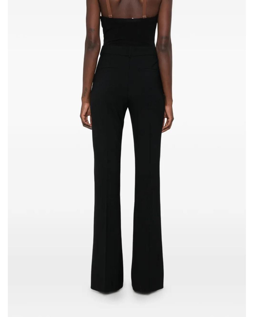 Sportmax Black Pressed-Crease Flared Trousers