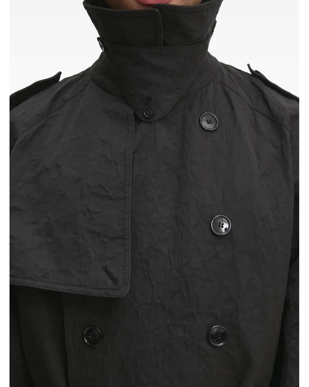 Vetements Black Double-Breasted Belted Trench Coat for men