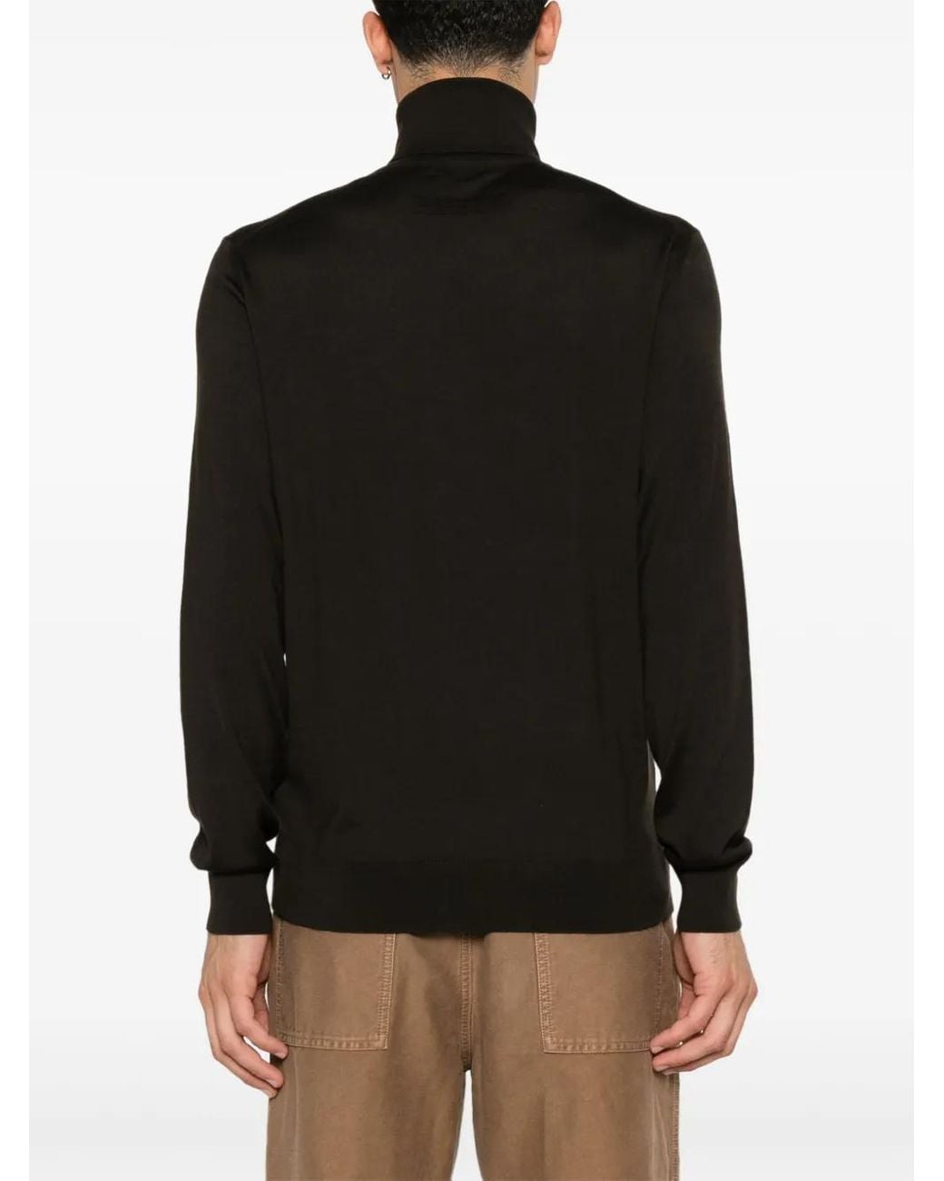 Zegna Black Cashmere-Silk Blend Roll-Neck Sweater for men