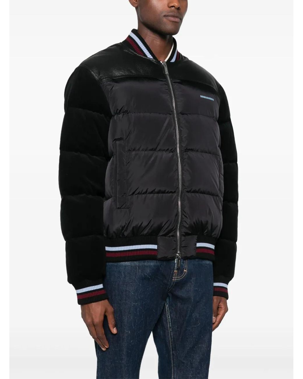 DSquared² Black Mixed Puffer Bomber for men