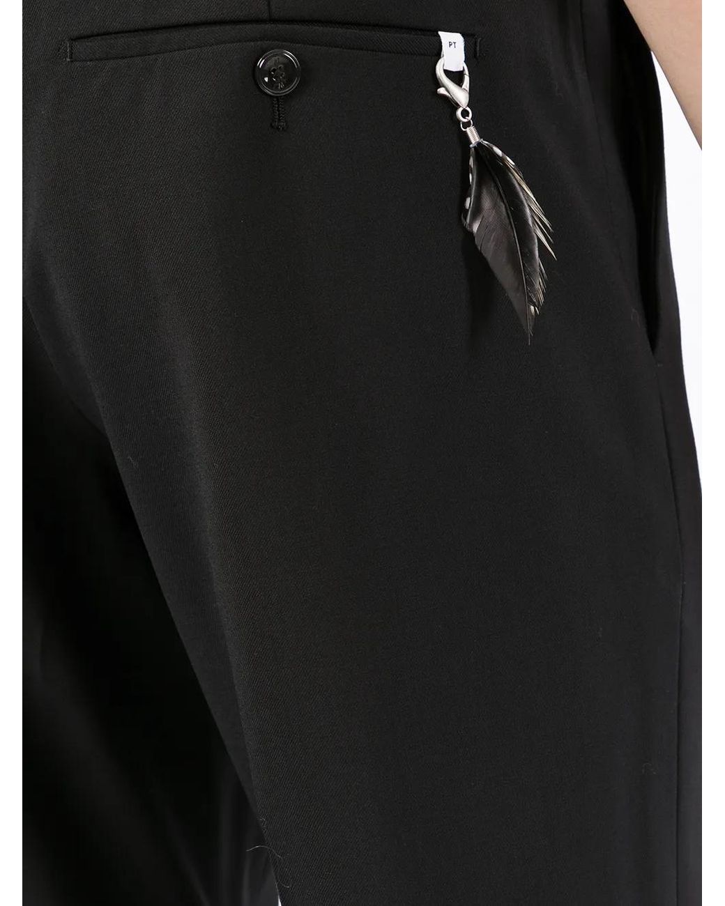PT Torino Black Tapered Slim-Cut Trousers for men