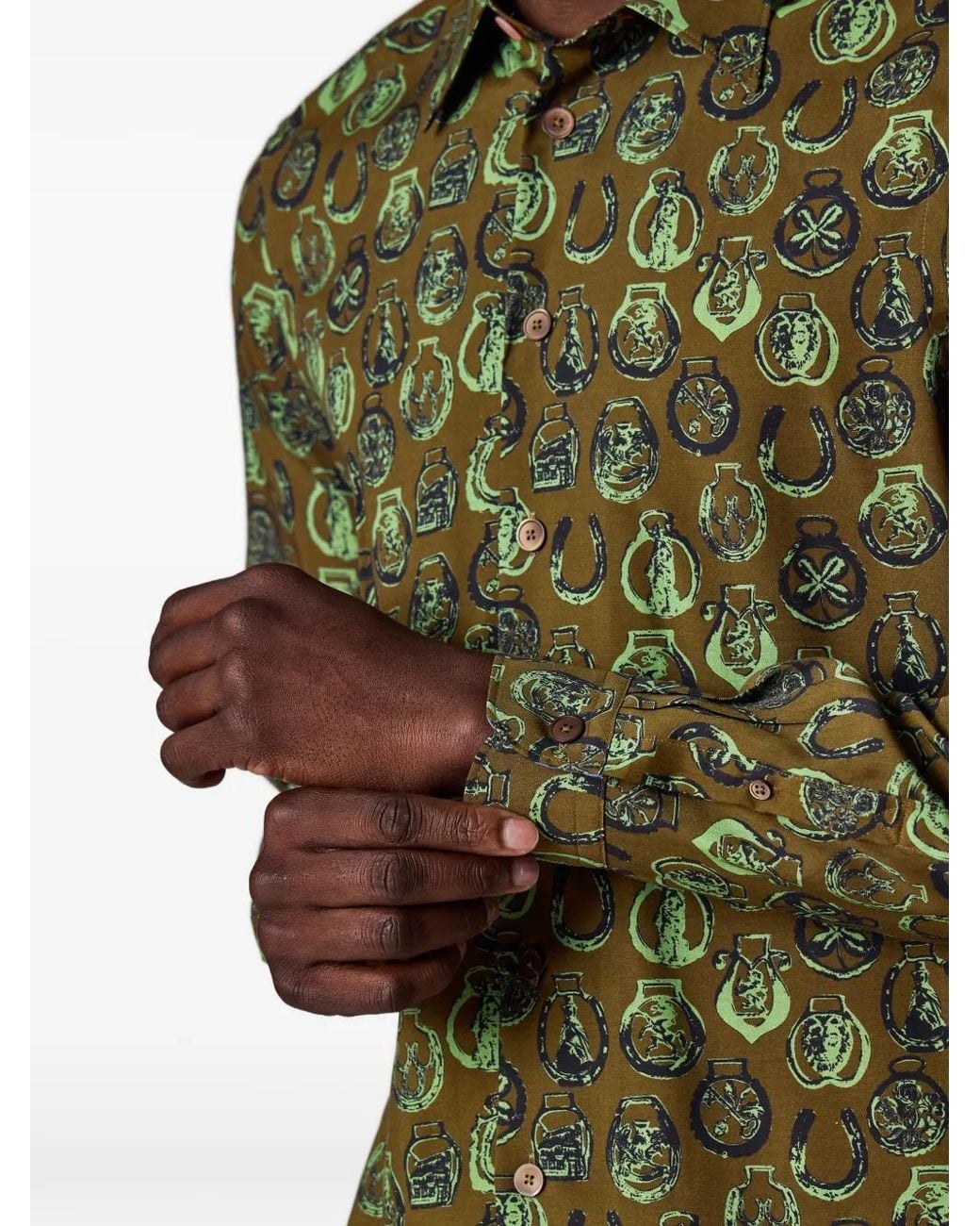 Paul Smith Green Abstract-Pattern Shirt for men