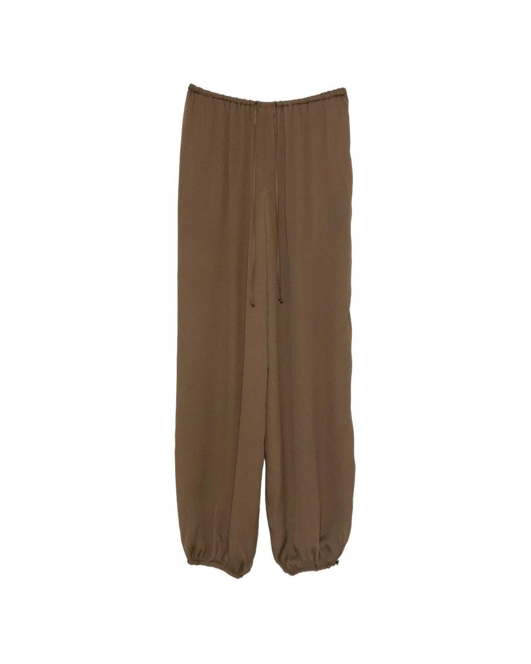 Forte_forte Brown Drawstring-Waist Elasticated-Hem Trousers