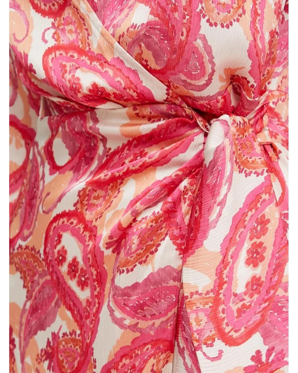 Morgan Pink Paisley-Print Wrap Mini Dress