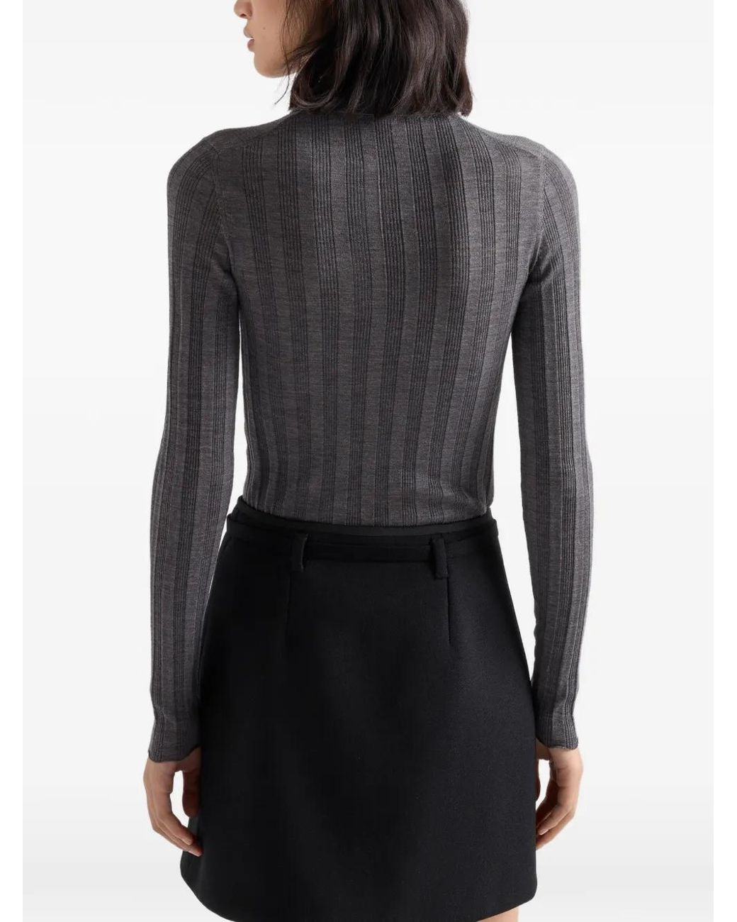 Prada Gray Wool Polo Sweater