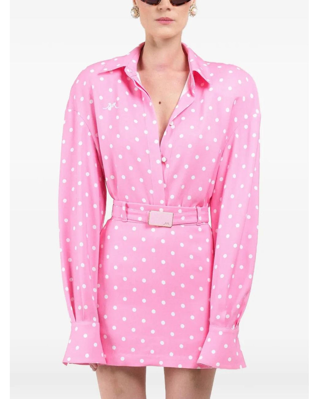 ROWEN ROSE Pink Chemise Oversize À Pois