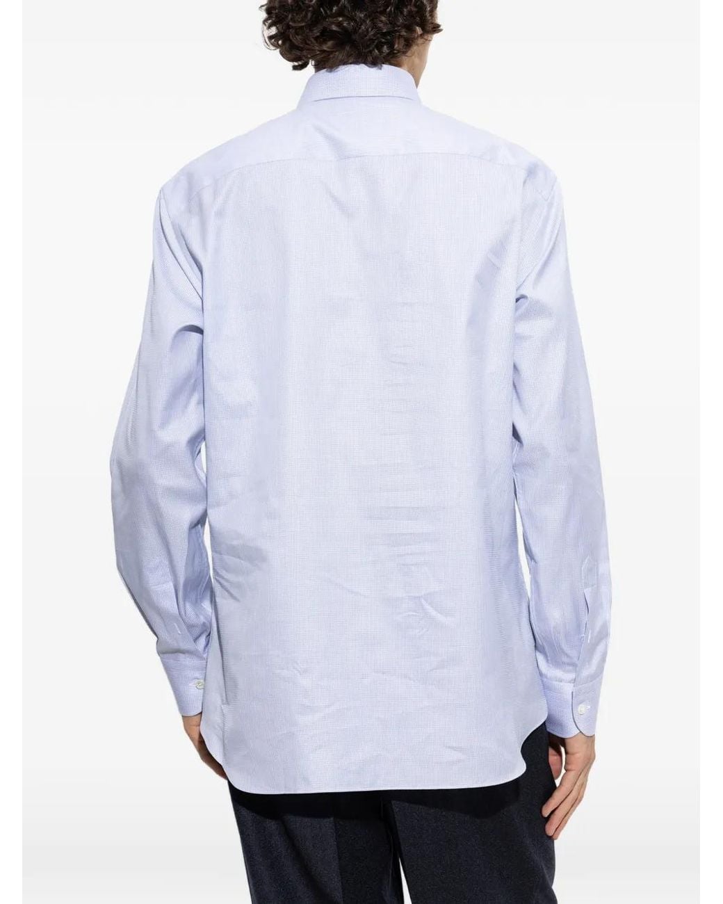 Brioni White Micro-Check Shirt for men