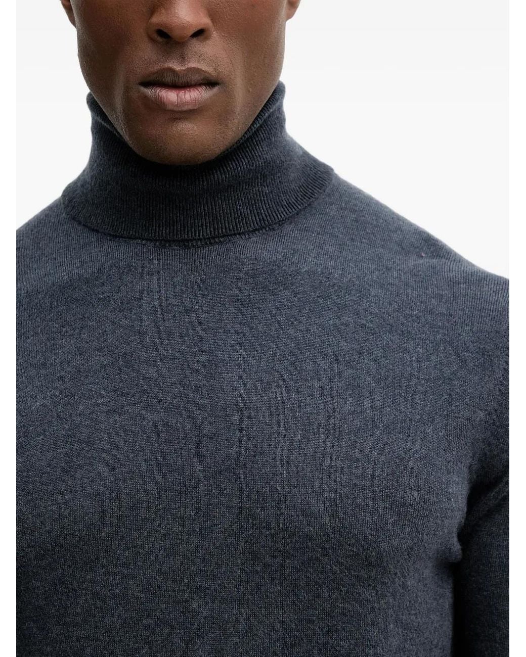 Guess Blue Roll-Neck Logo Sweater for men