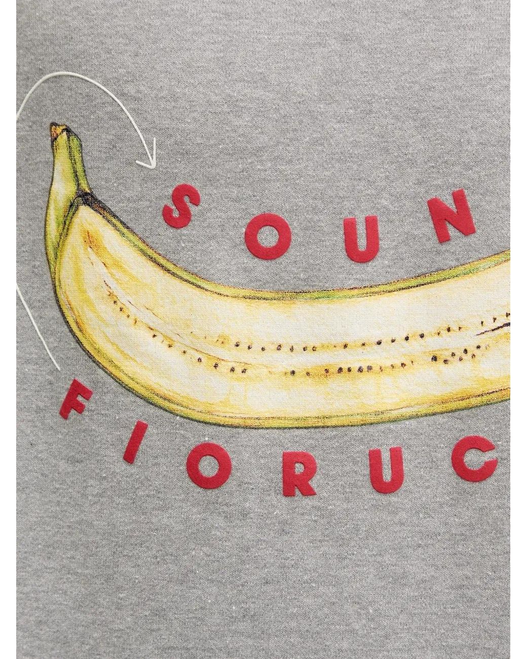 Fiorucci Gray Banana-Print Hoodie for men