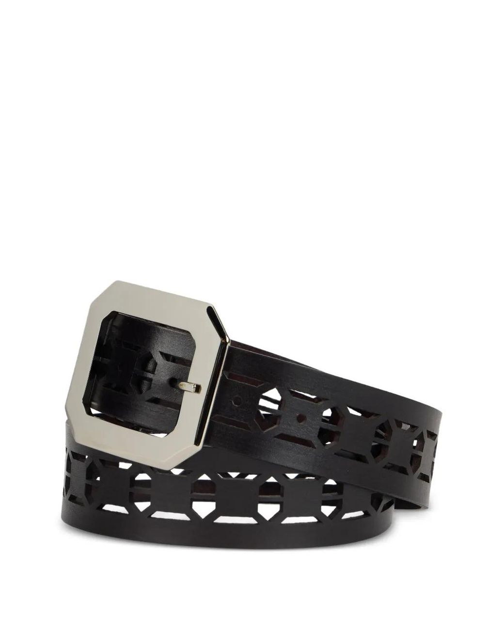 Alberta Ferretti Black Perforated Leather Belt