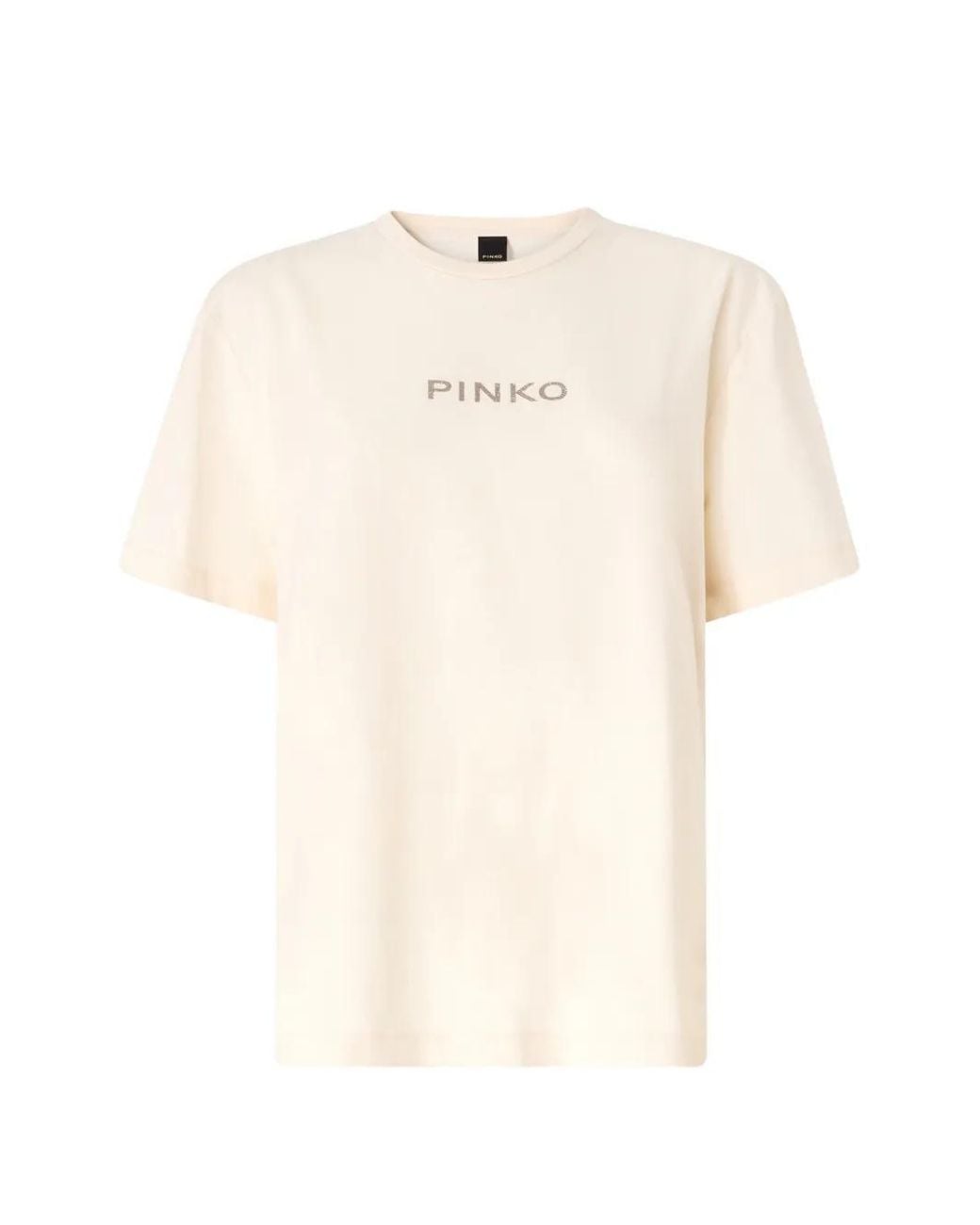 Pinko White Too Glam To Give A Damn T-Shirt With Rhinestones