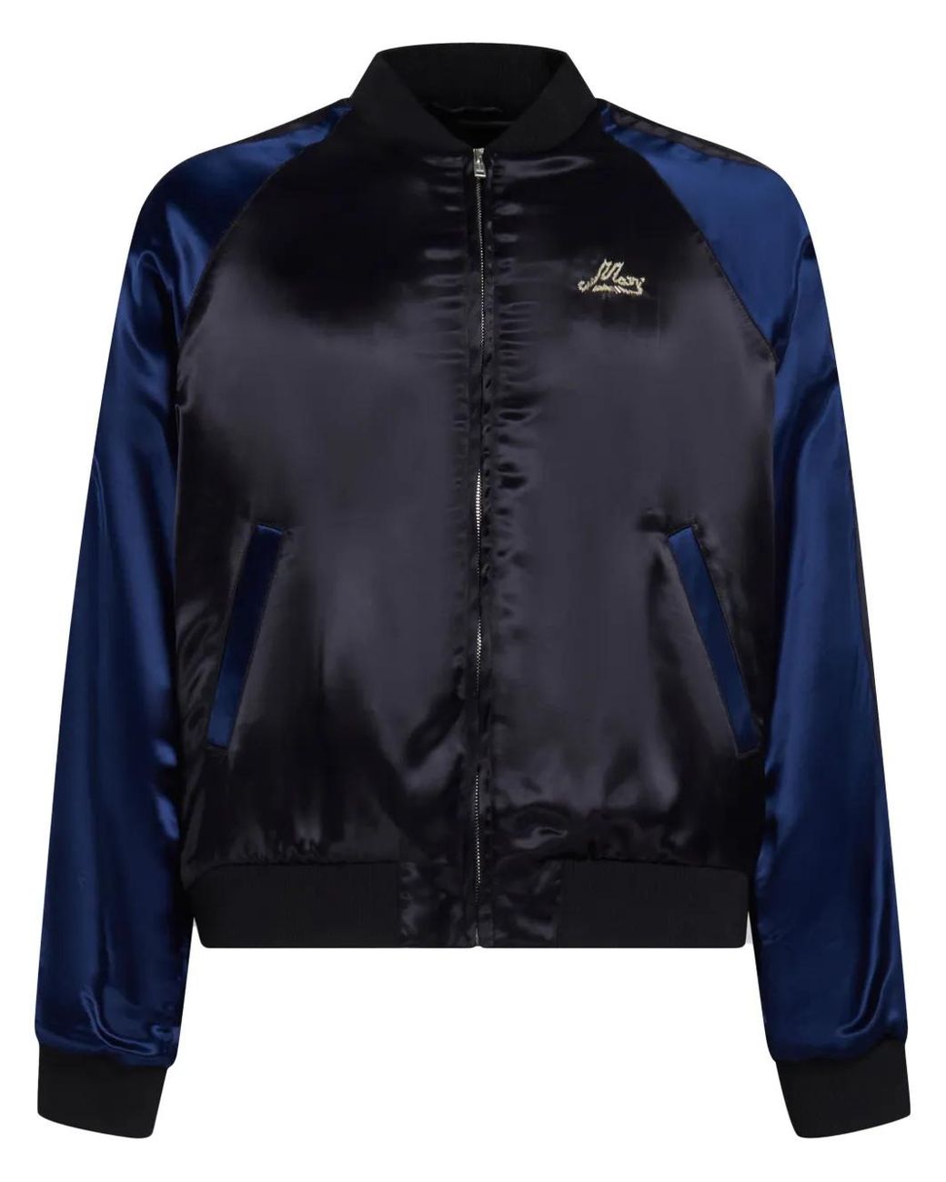 Marni Blue Logo-Embroidered Satin Bomber Jacket for men