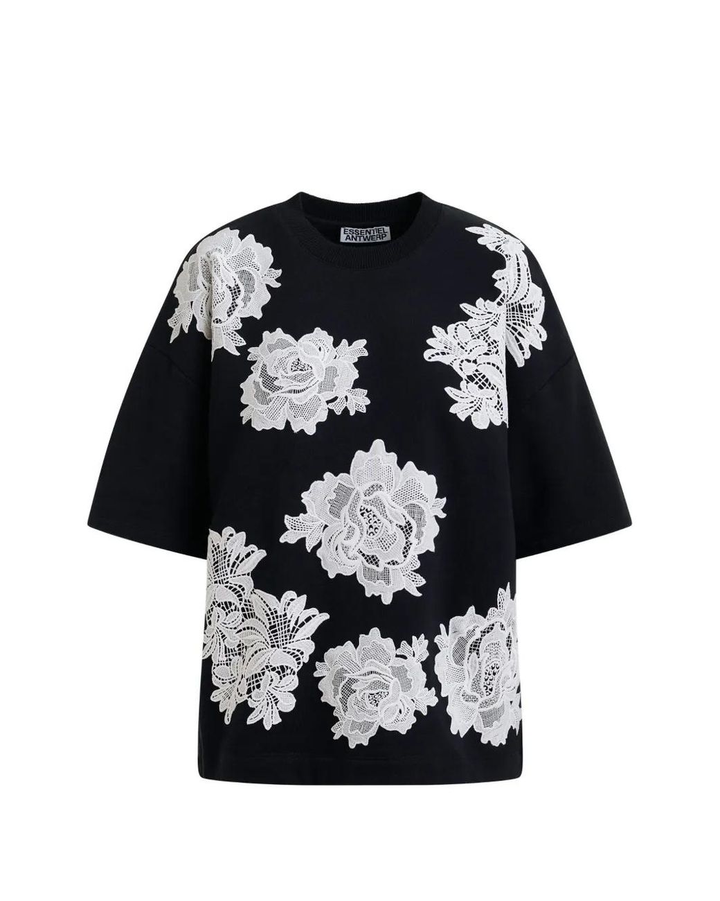 T-Shirt Con Decorazione di Essentiel Antwerp in Black