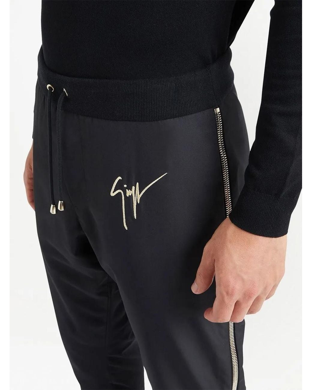 Giuseppe Zanotti Black Logo-Print Track Pants for men