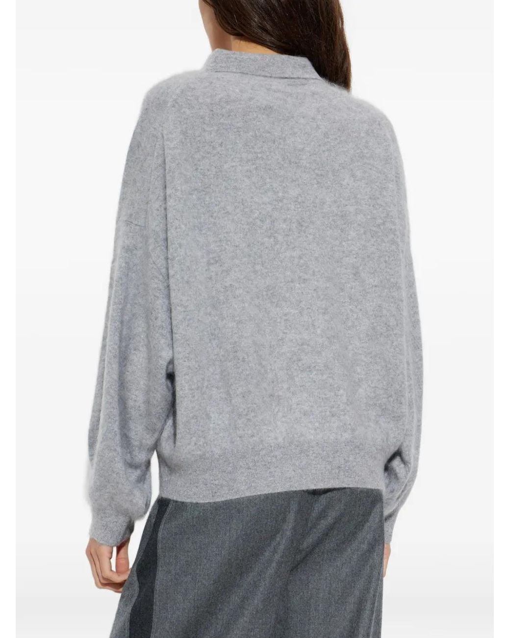 Lisa Yang Gray Valdis Polo Sweater