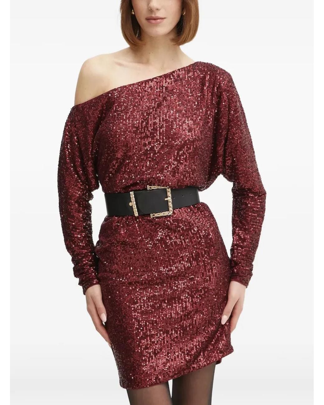 Guess Red Gabbie Sequined Mini Dress