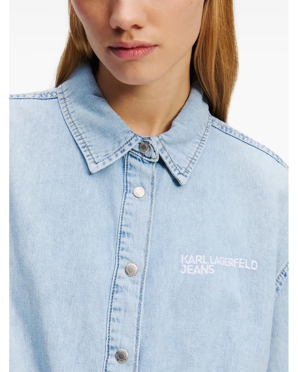 Camisa con detalle de nudo Karl Lagerfeld de color Blue