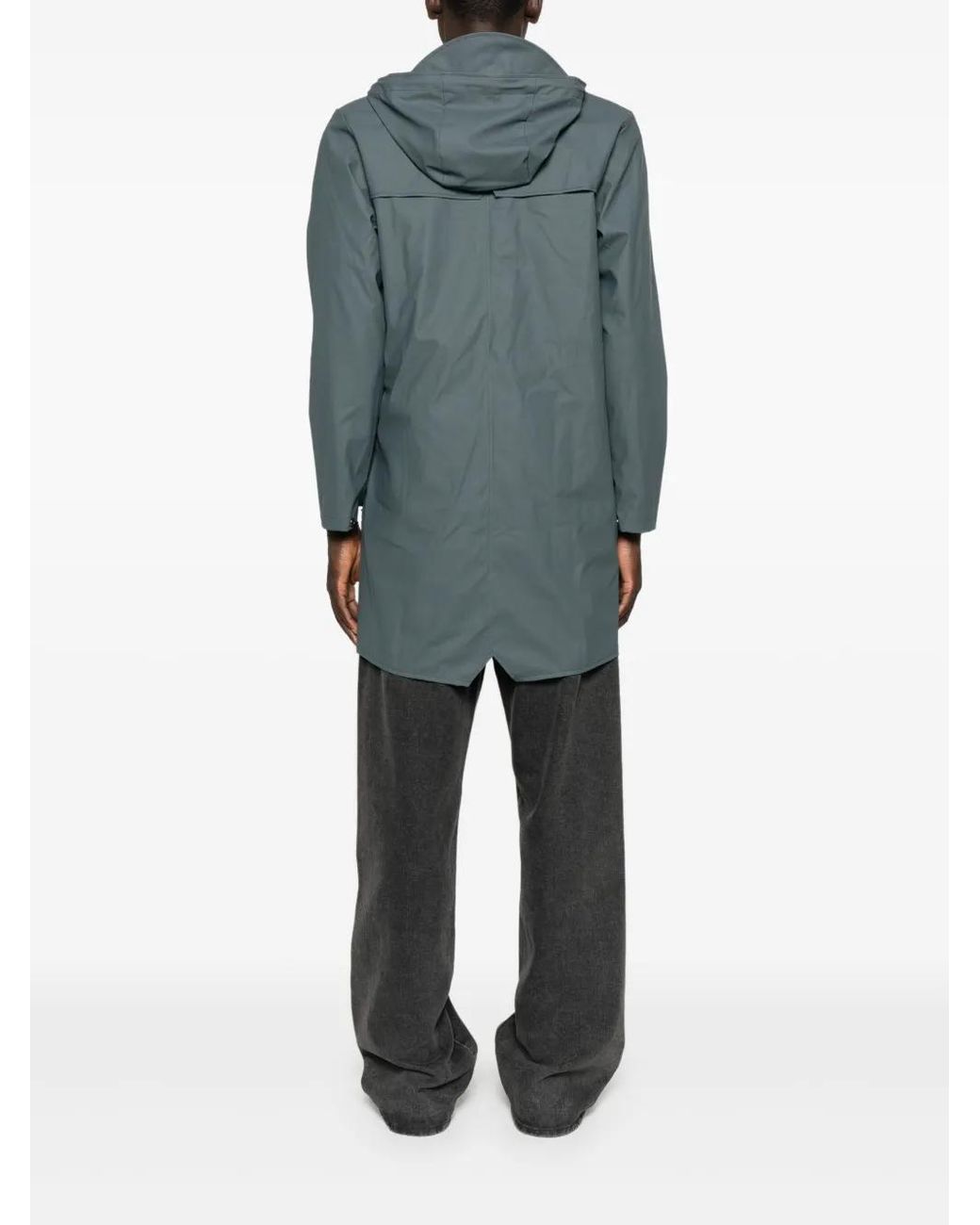 Rains Blue Snap-Button Hooded Raincoat