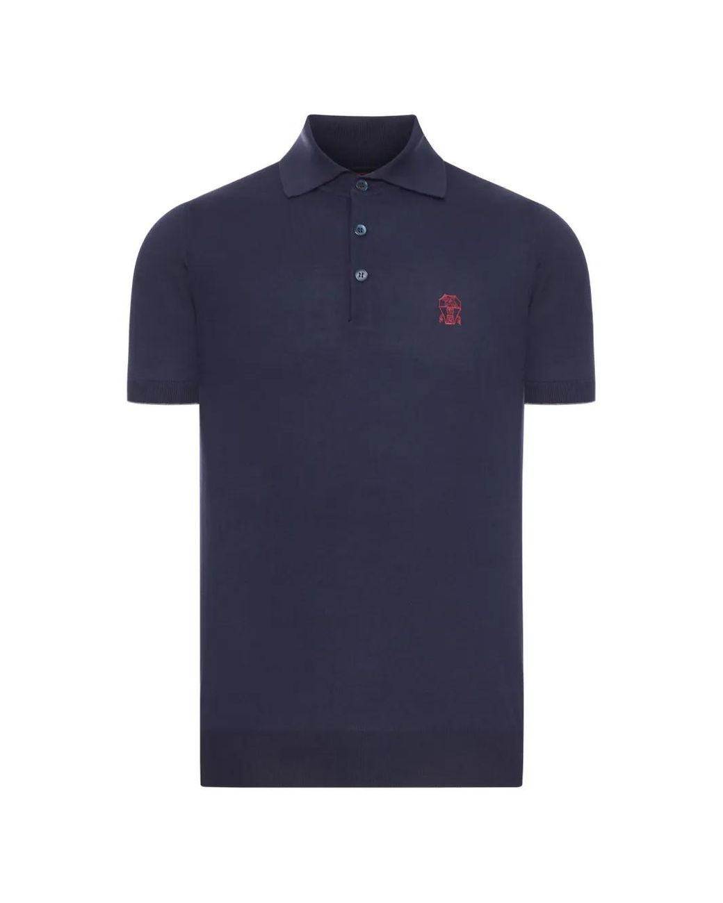 Brunello Cucinelli Blue Logo Cotton Polo Shirt for men