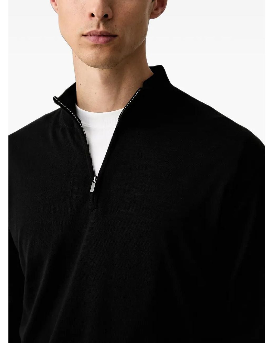 Paul & Shark Black Quarter-Zip Knitted Sweater for men