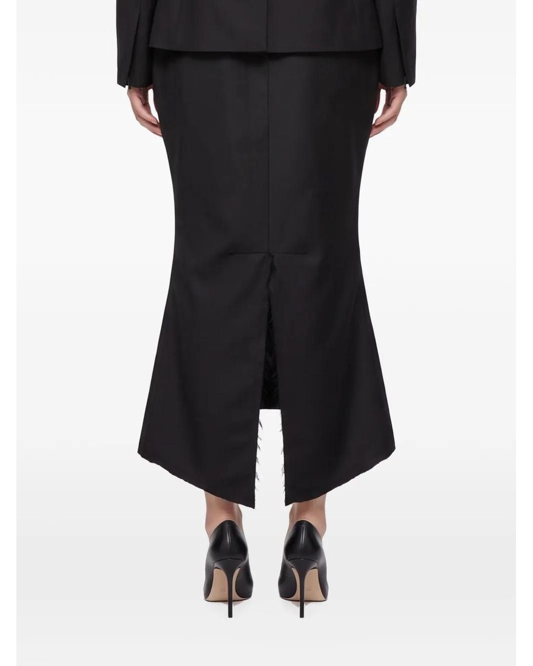 MATIERES FECALES Black Raw-Cut Mermaid Midi Skirt
