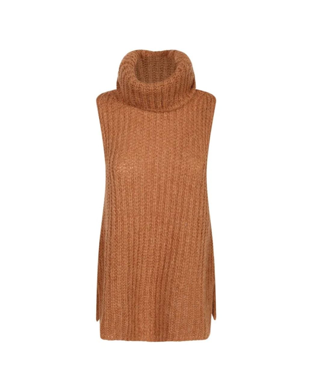 Herno Brown Ribbed-Knit Roll-Neck Sweater